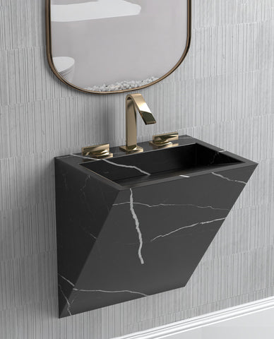 Wall Mount Marble Sink ,Nero Marquina Black Marble,Elagance Collection - Zenith