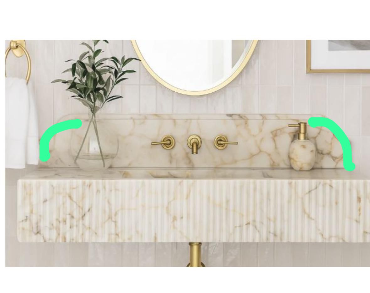 28” W x 17 D ve 10” H.Calacatta Gold
