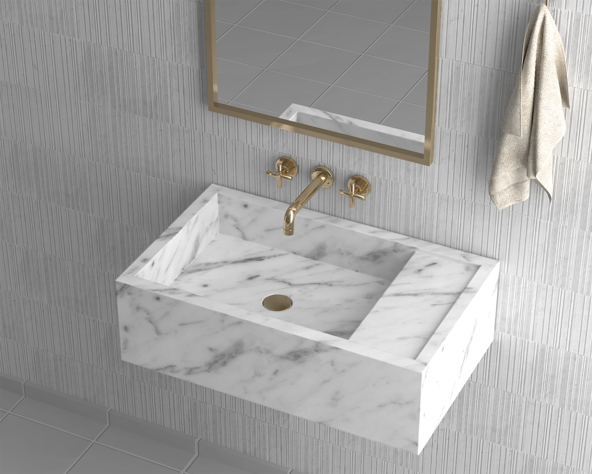 Luxury Redefined: Elevate Your Space with the White Carrara Marble Wall-Mounted Wash Basin