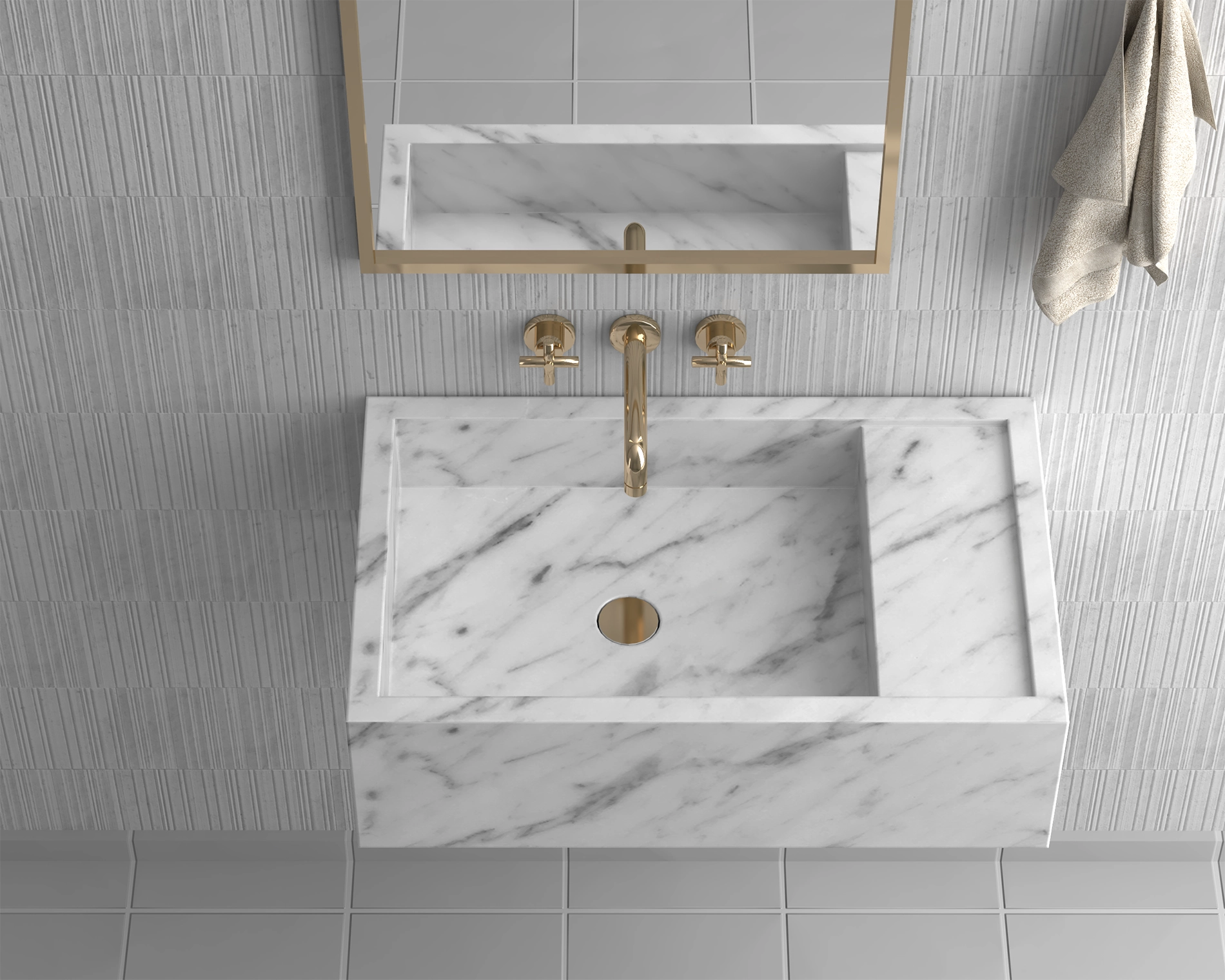 Luxury Redefined: Elevate Your Space with the White Carrara Marble Wall-Mounted Wash Basin