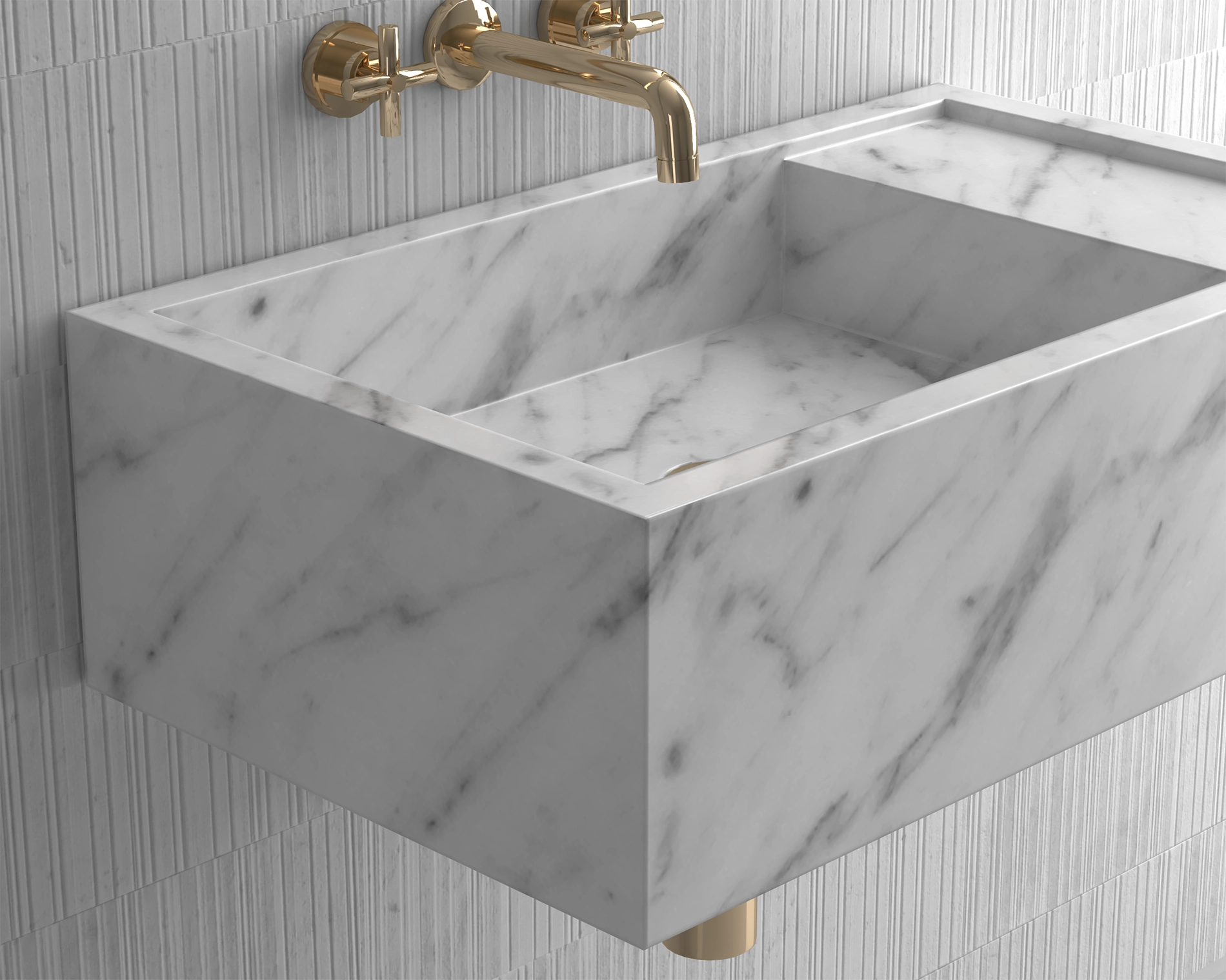 Luxury Redefined: Elevate Your Space with the White Carrara Marble Wall-Mounted Wash Basin