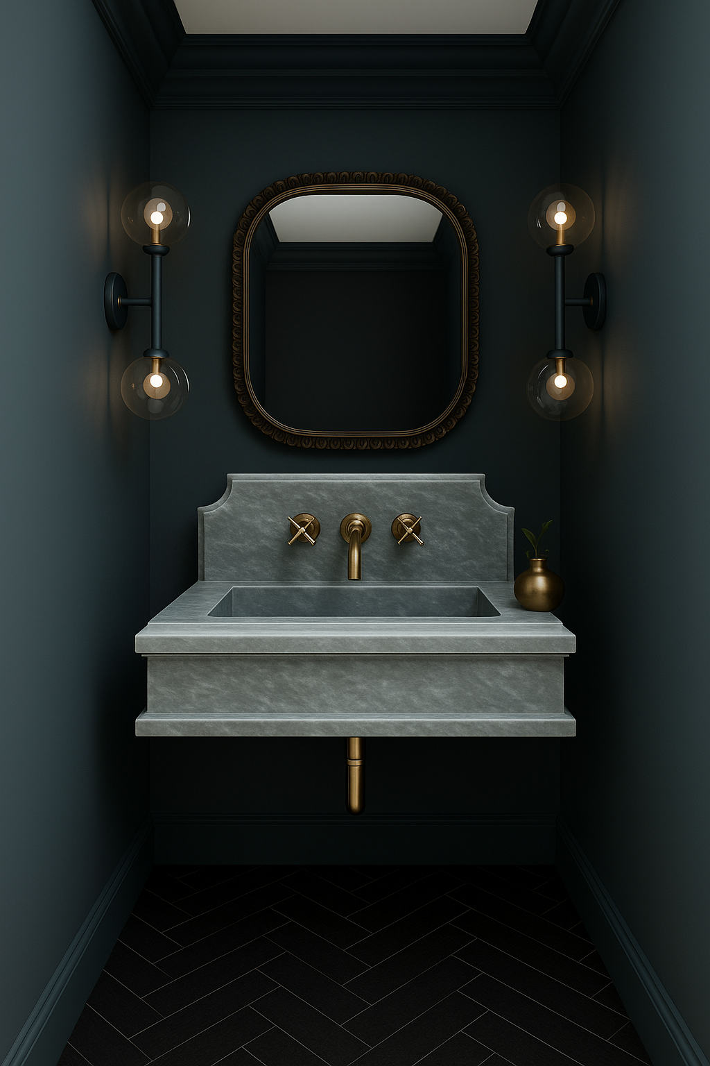 Afyon Grey Marble Sink,Wall Mounted wash Basin, Backsplash Marble Sink