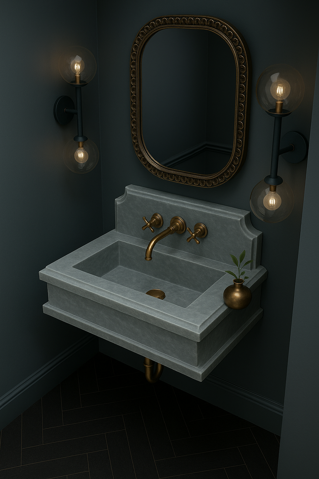 Afyon Grey Marble Sink,Wall Mounted wash Basin, Backsplash Marble Sink