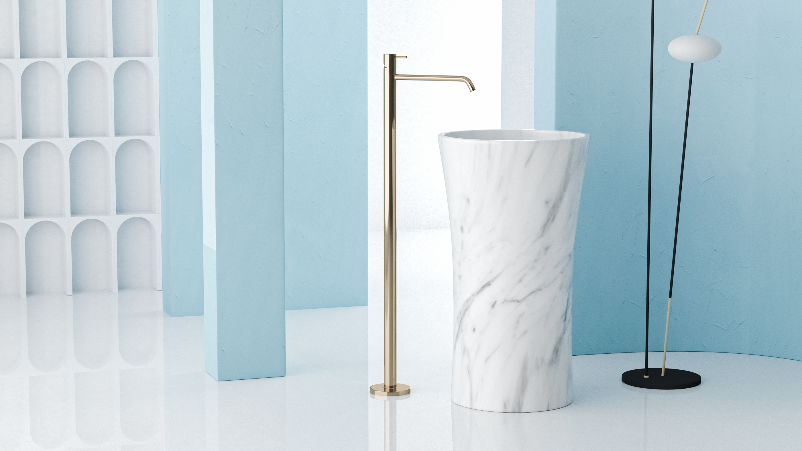 Timeless Elegance: 90 cm Freestanding Funnel Carrara White Marble Sink