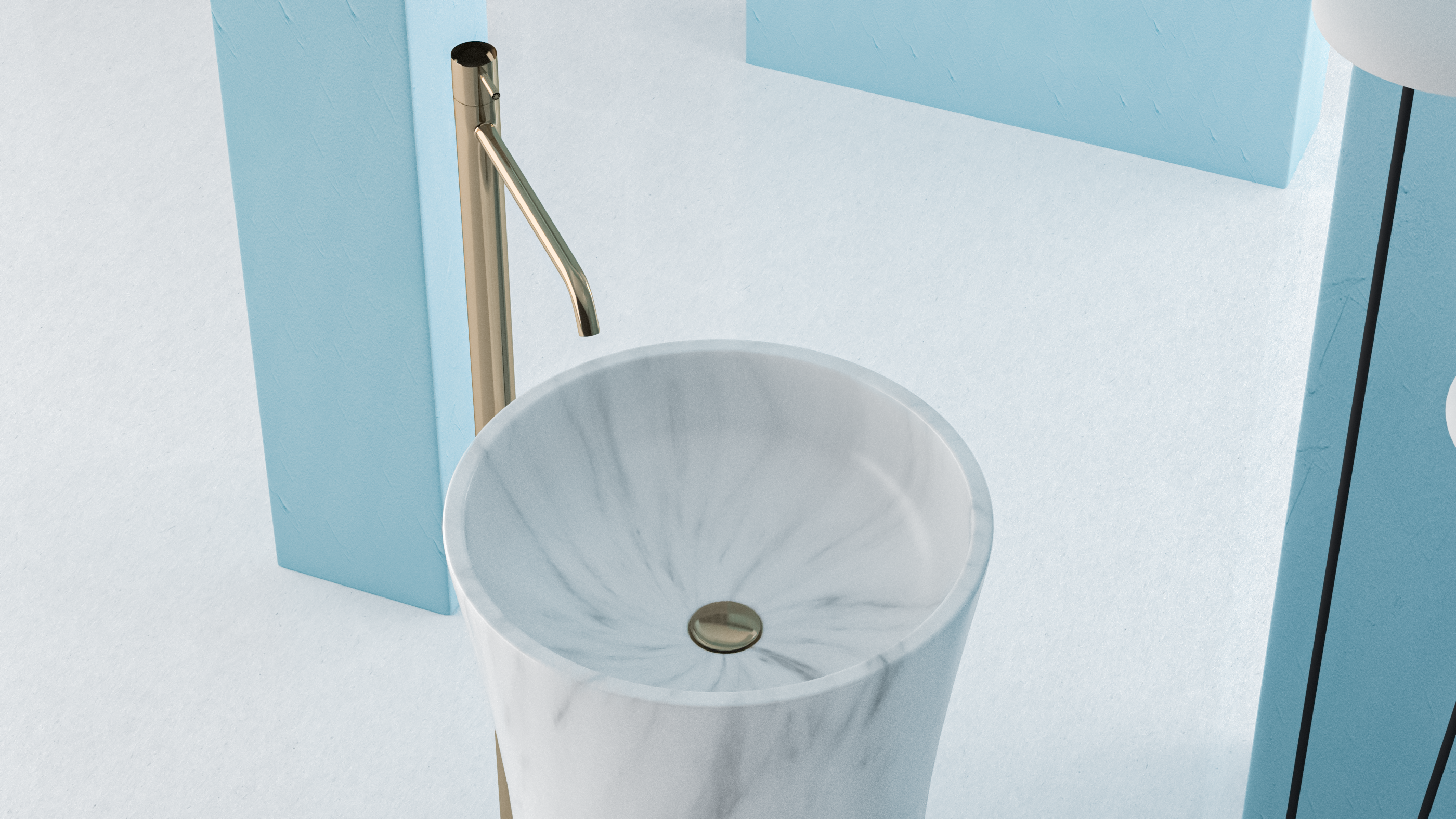 Timeless Elegance: 90 cm Freestanding Funnel Carrara White Marble Sink