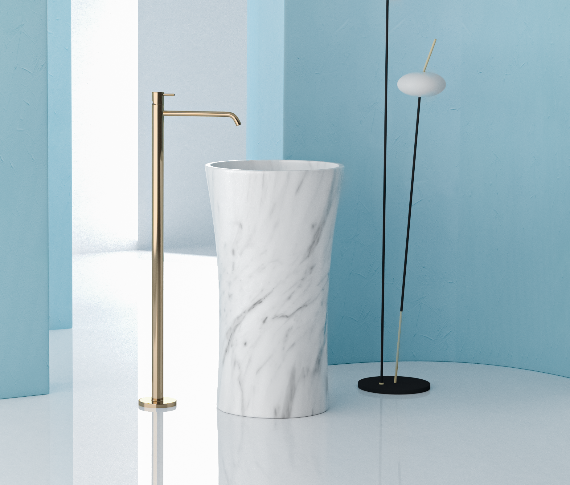Timeless Elegance: 90 cm Freestanding Funnel Carrara White Marble Sink