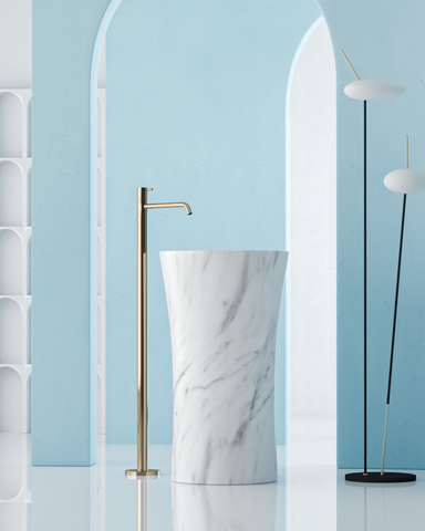 Timeless Elegance: 90 cm Freestanding Funnel Carrara White Marble Sink