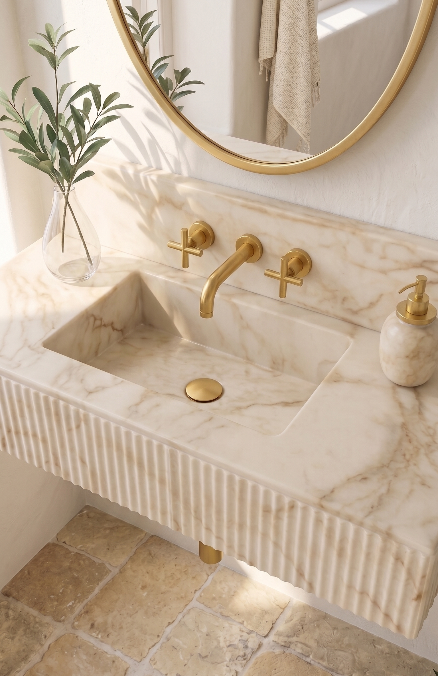 Calacatta Gold Marble Wash basin,Backsplash marble sink
