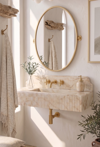 Calacatta Gold Marble Wash basin,Backsplash marble sink