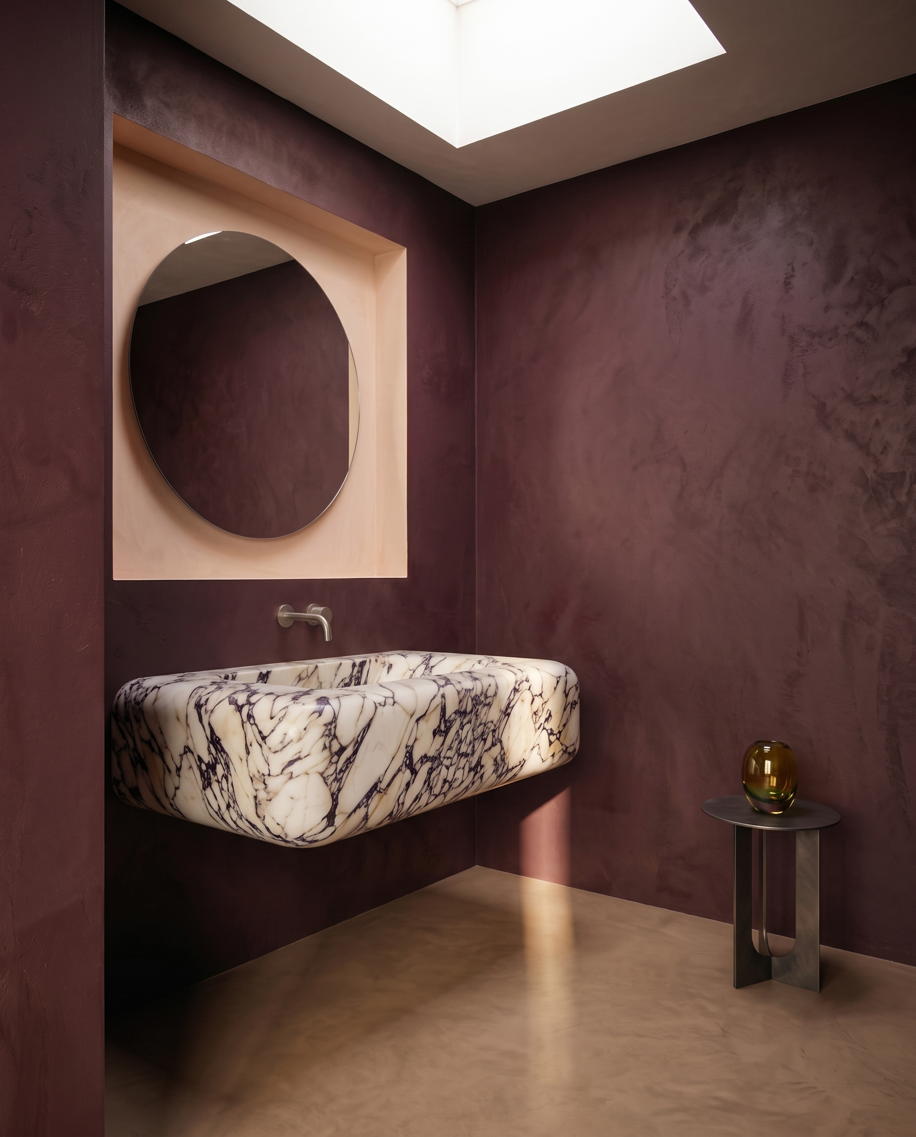 Calacatta Viola Marble Wall Mounted Sink – Floating Marble Wash Basin