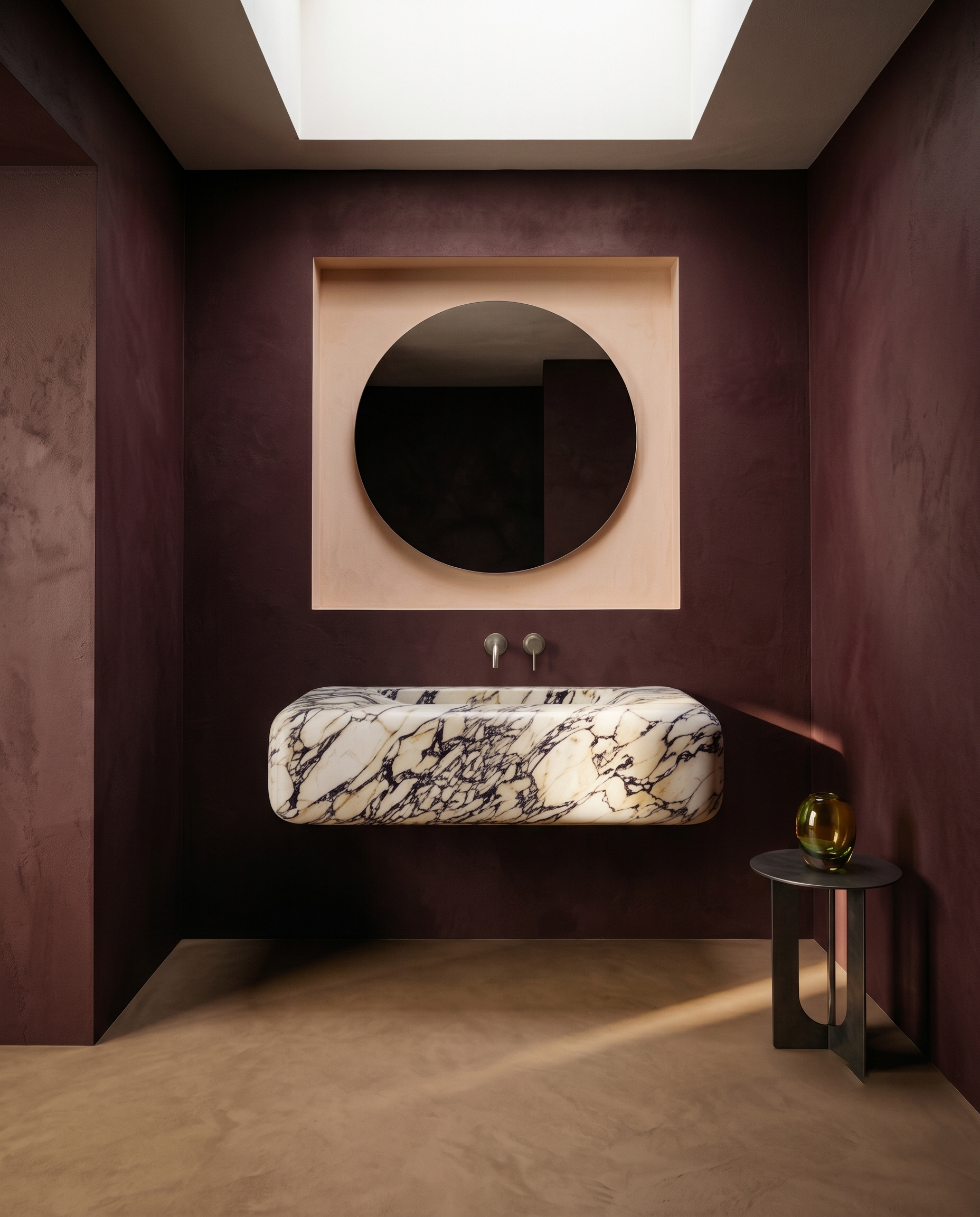 Calacatta Viola Marble Wall Mounted Sink – Floating Marble Wash Basin