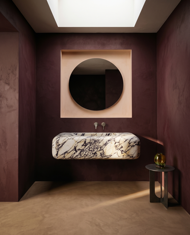 Calacatta Viola Marble Wall Mounted Sink – Floating Marble Wash Basin