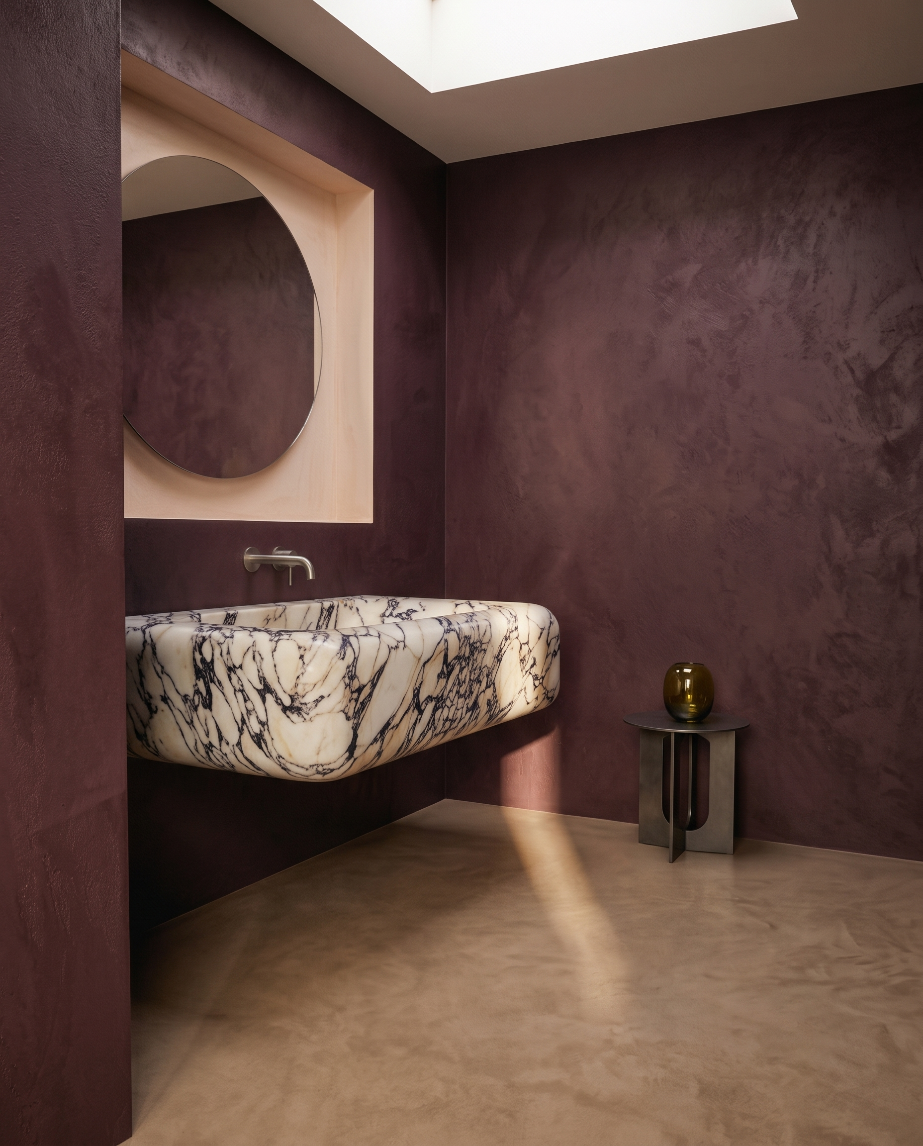 Calacatta Viola Marble Wall Mounted Sink – Floating Marble Wash Basin