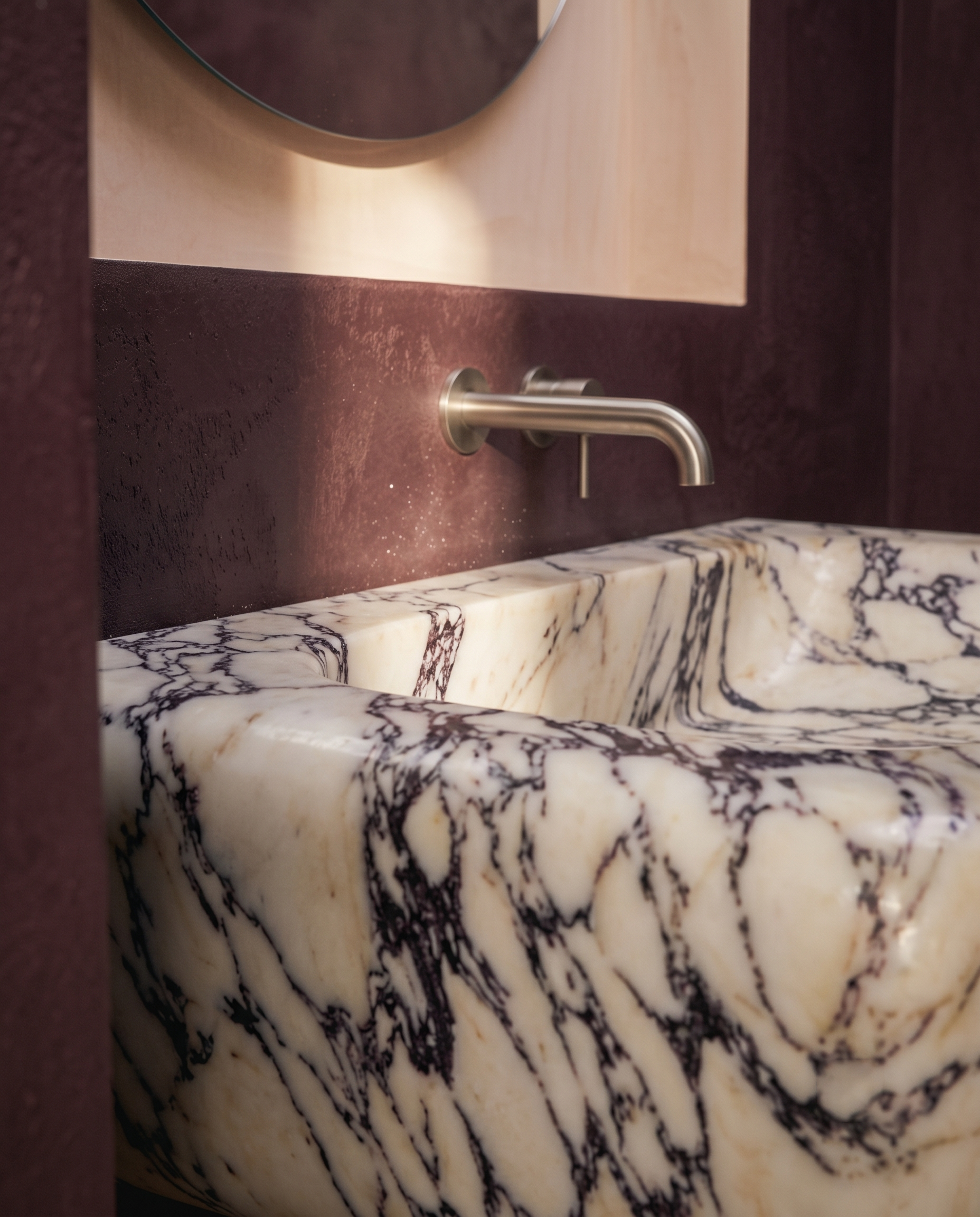 Calacatta Viola Marble Wall Mounted Sink – Floating Marble Wash Basin