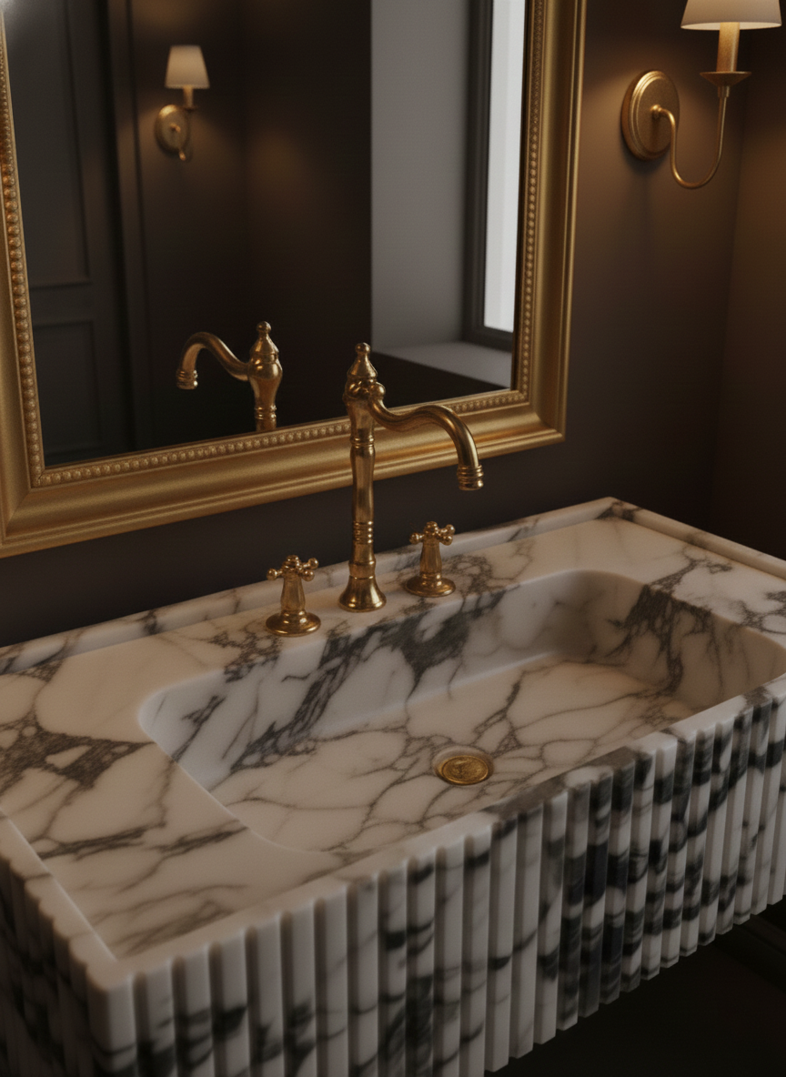 Calacatta Viola Marble Sink, Marble wash basin ,Wall Mounted wash basin