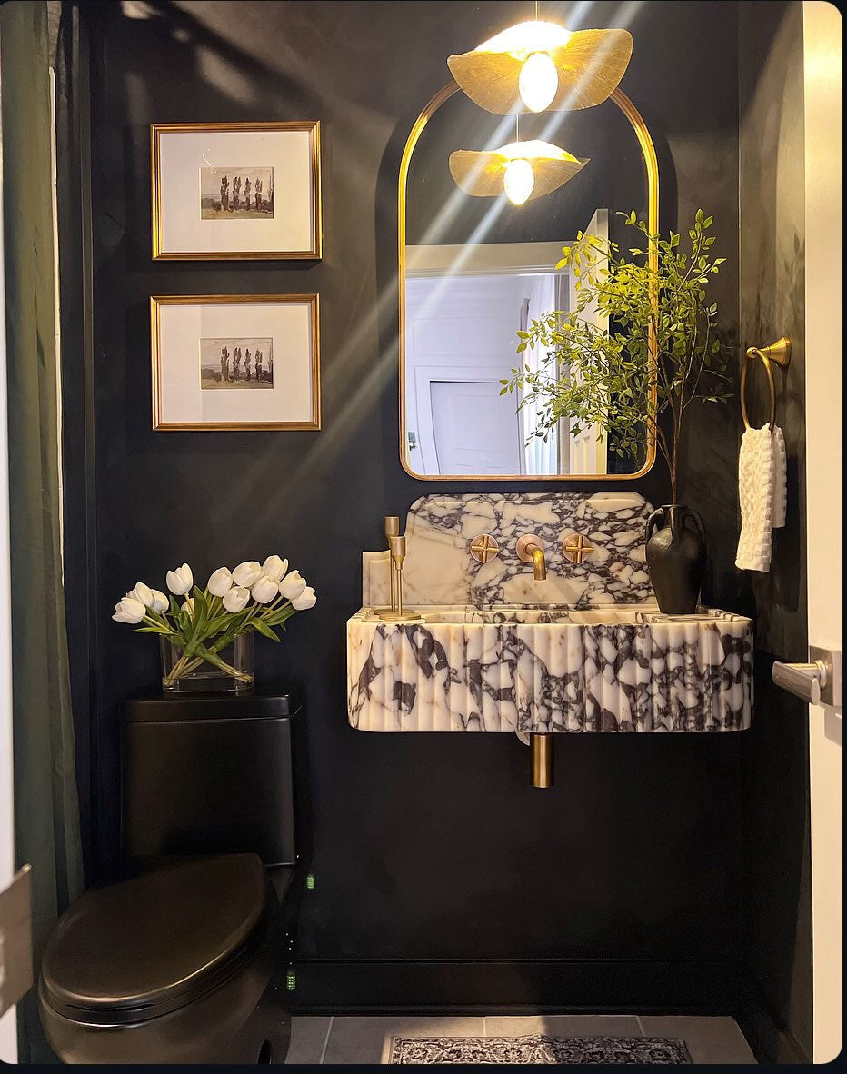 Calacatta Viola Marble Sink Backsplash Wash Basin for Bathroom Natural Stone Wash basin