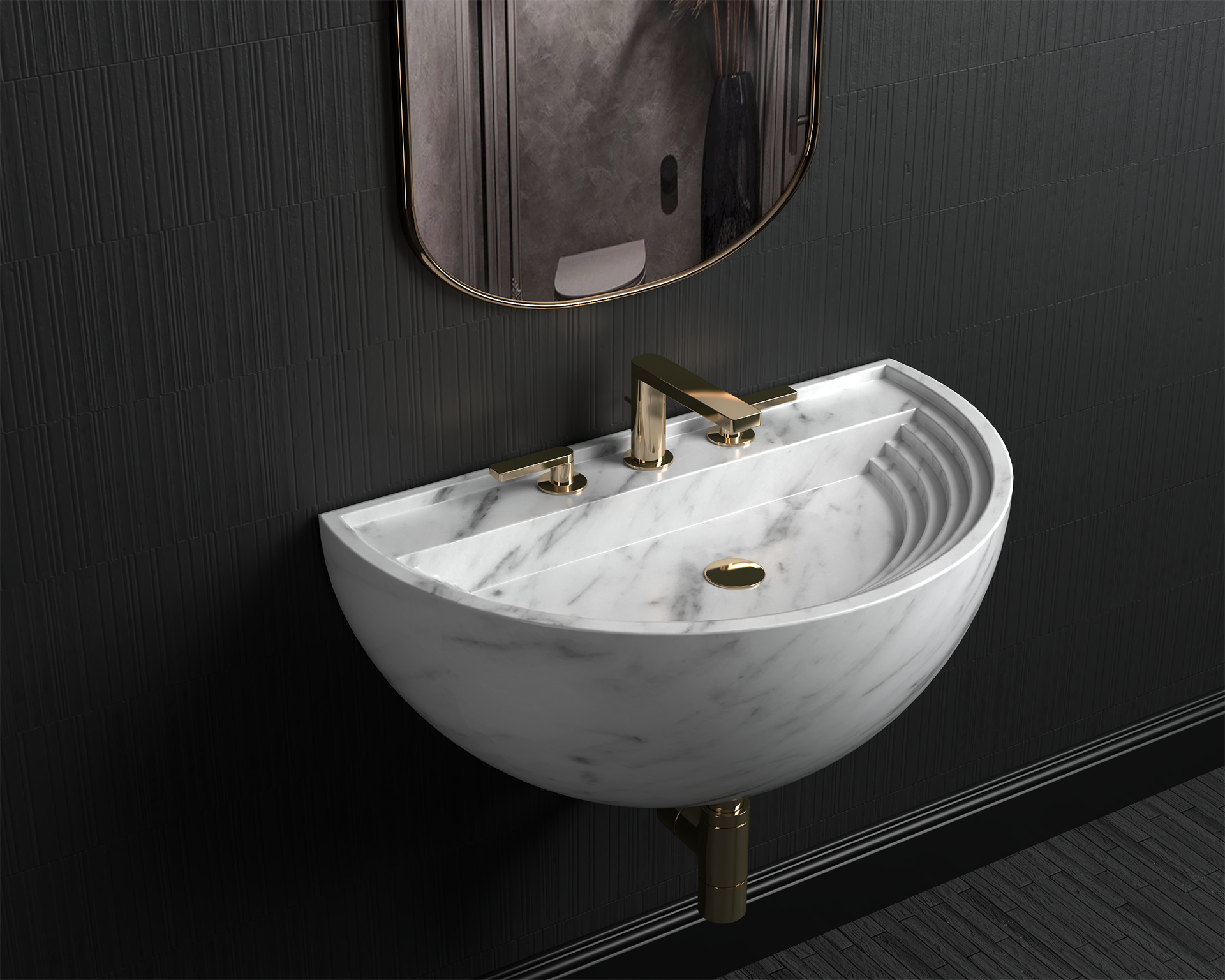 Wall Mount Marble Sink ,Carrara White Marble Wash Basin For Bathroom - Ancient Rome Collection - Aspendos