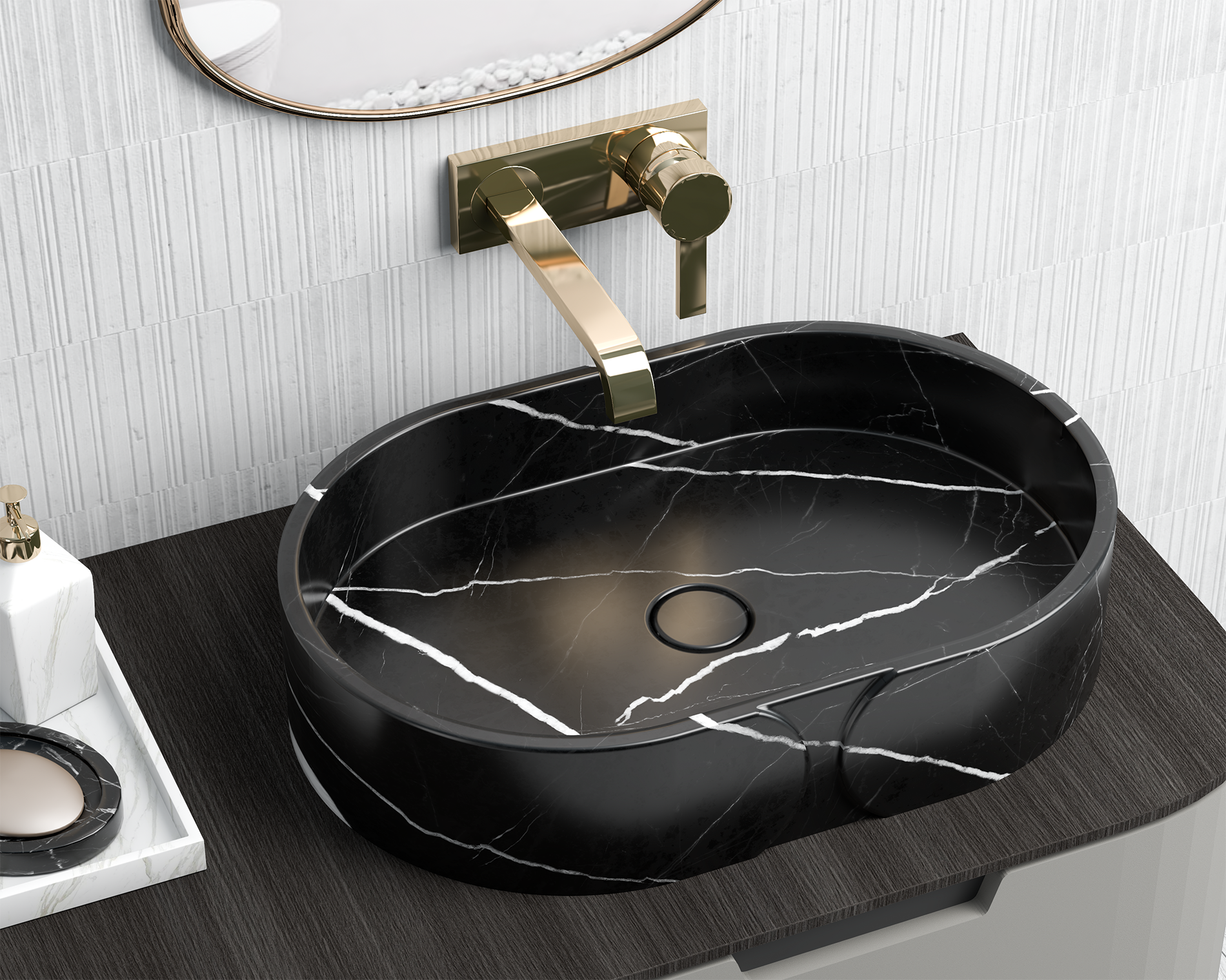 Nero Marquina Black Marble countertop wash basin ,Marble Sink