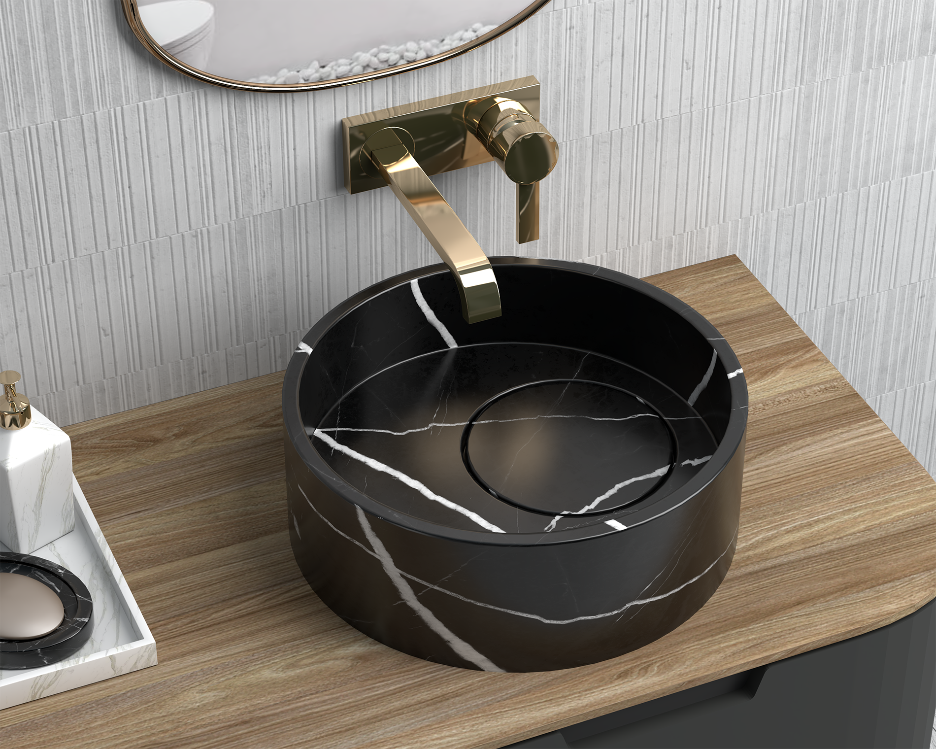Nero Marquina Black Marble countertop wash basin ,Marble Sink