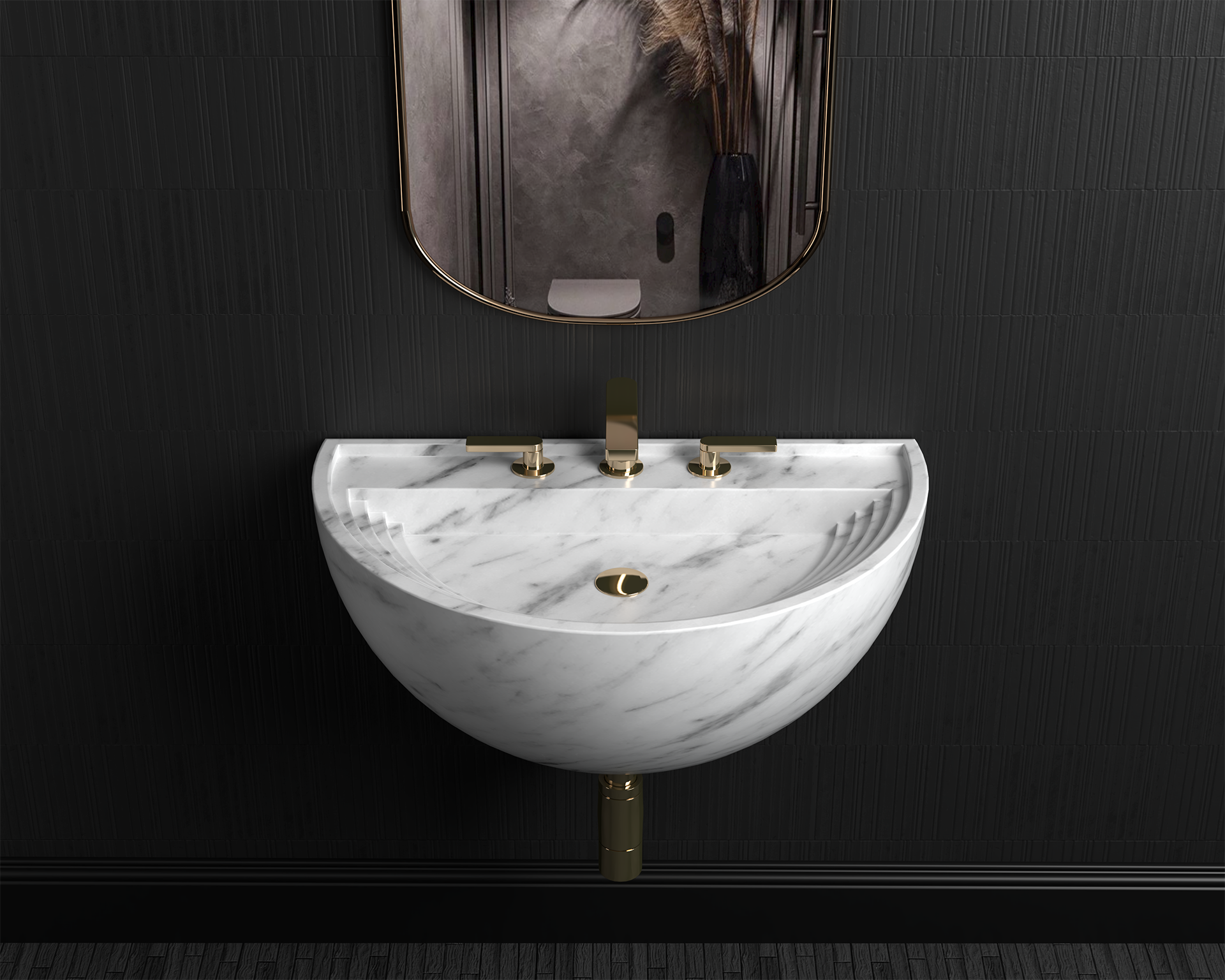 Wall Mount Marble Sink ,Carrara White Marble Wash Basin For Bathroom - Ancient Rome Collection - Aspendos