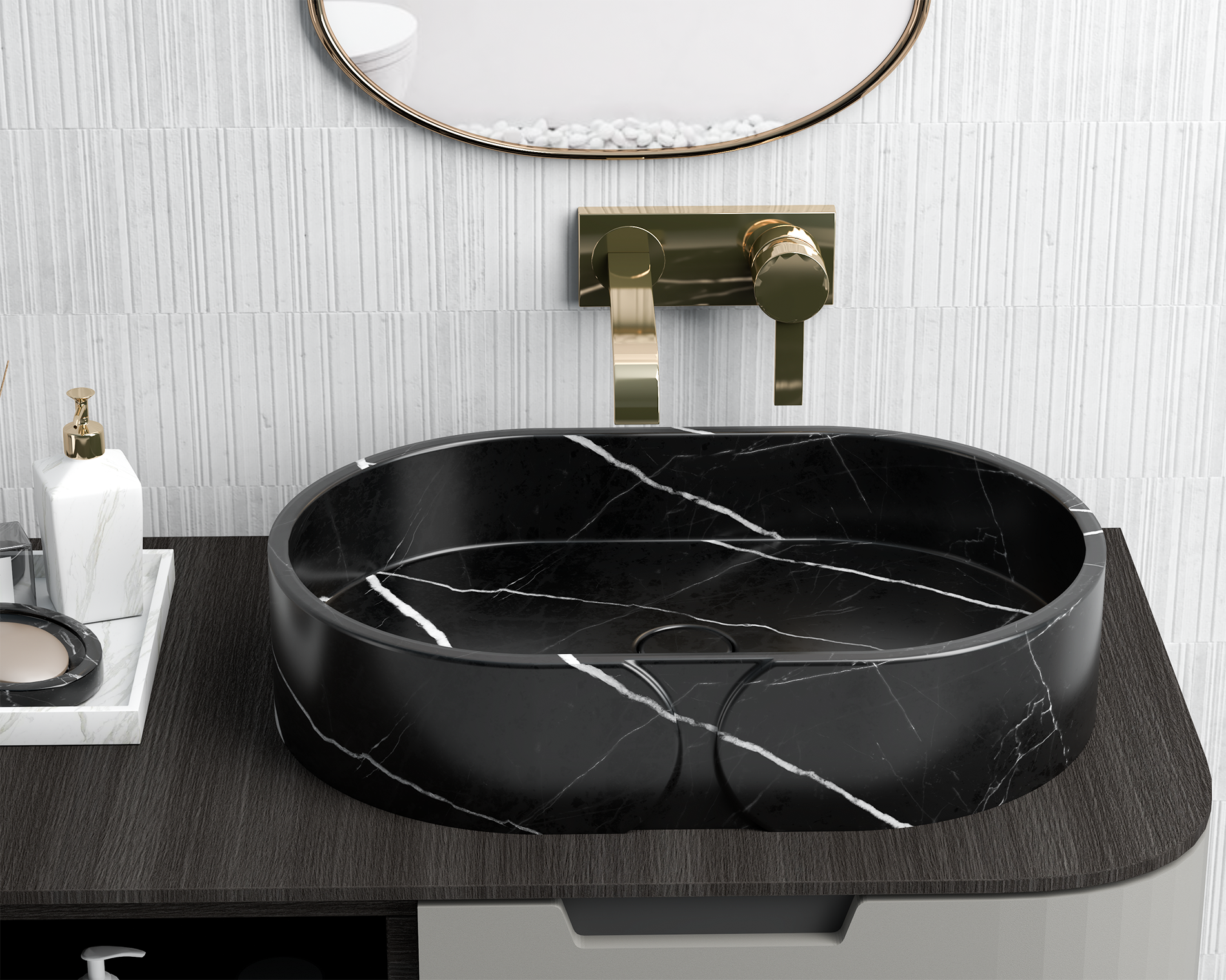 Nero Marquina Black Marble countertop wash basin ,Marble Sink