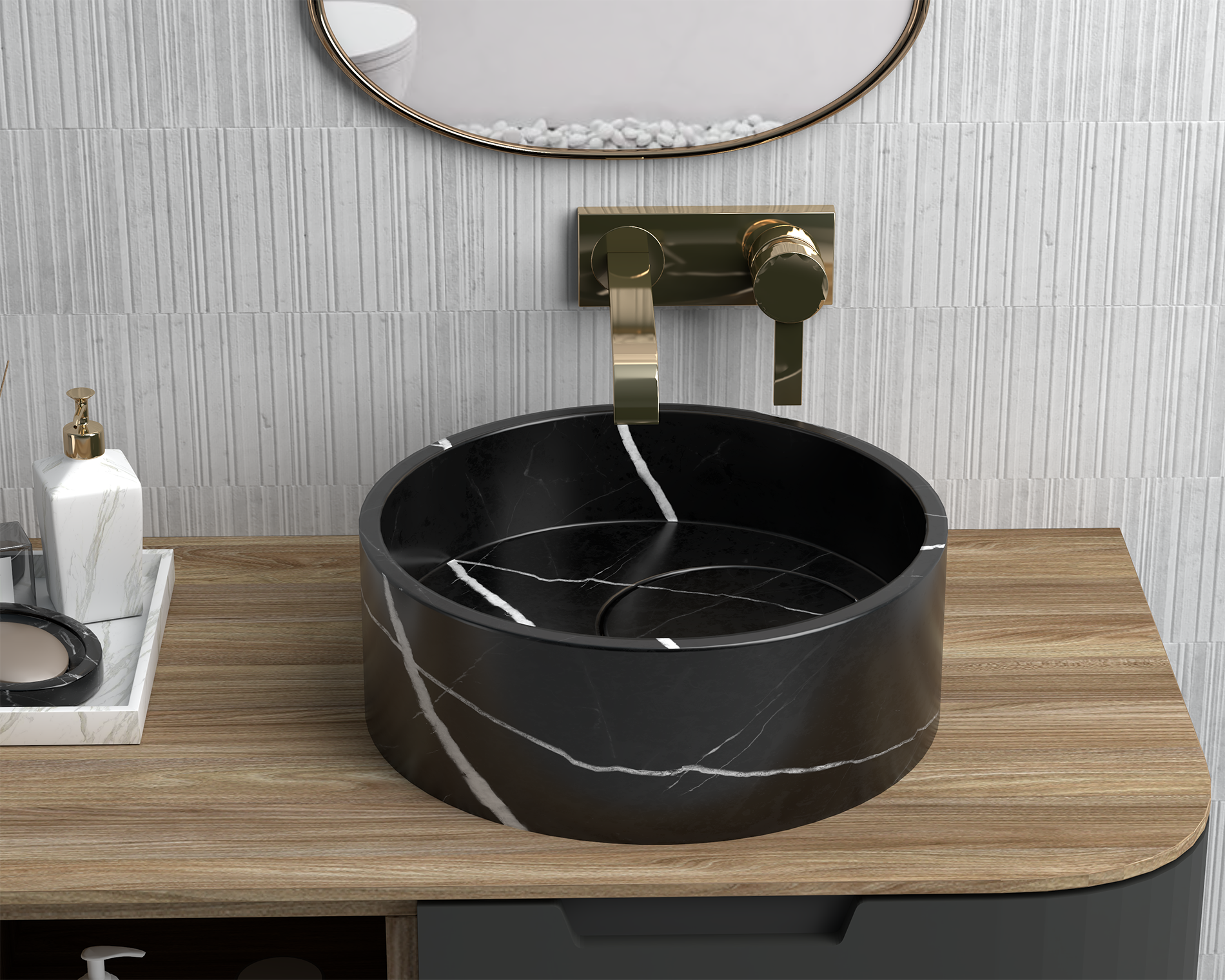 Nero Marquina Black Marble countertop wash basin ,Marble Sink