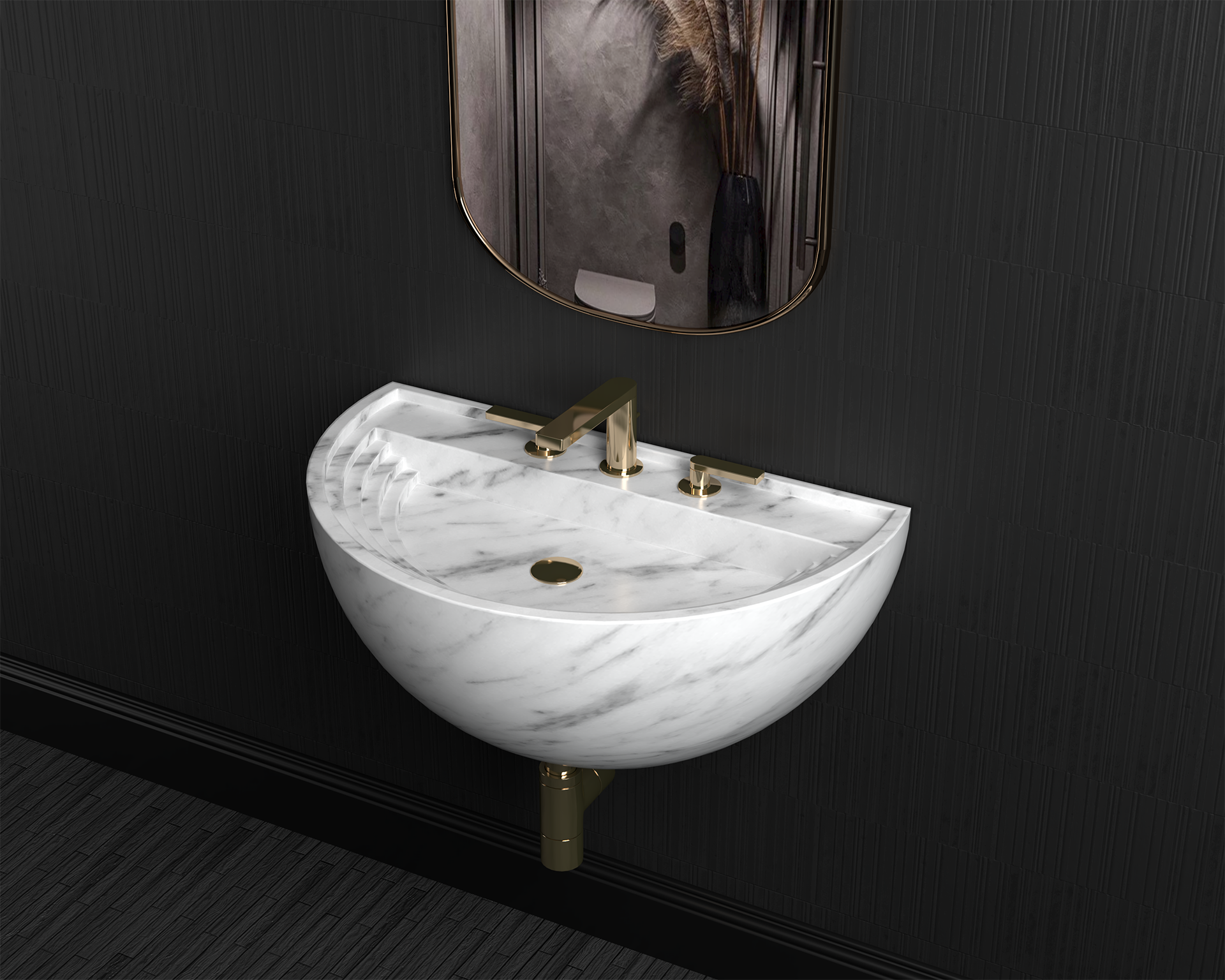 Wall Mount Marble Sink ,Carrara White Marble Wash Basin For Bathroom - Ancient Rome Collection - Aspendos