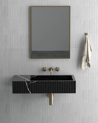Luxury Redefined: Elevate Your Space with the Black Marble Wall-Mounted Wash Basin