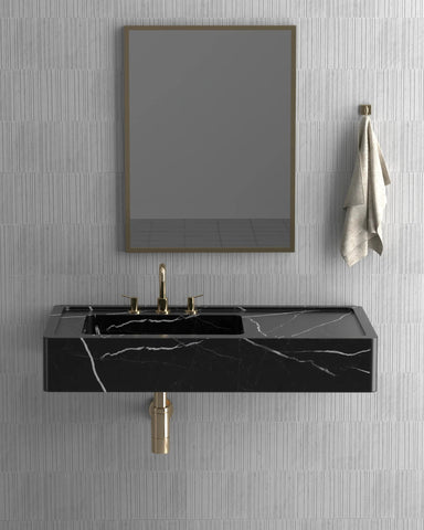 Luxury Redefined: Elevate Your Space with the Black Marble Wall-Mounted Wash Basin