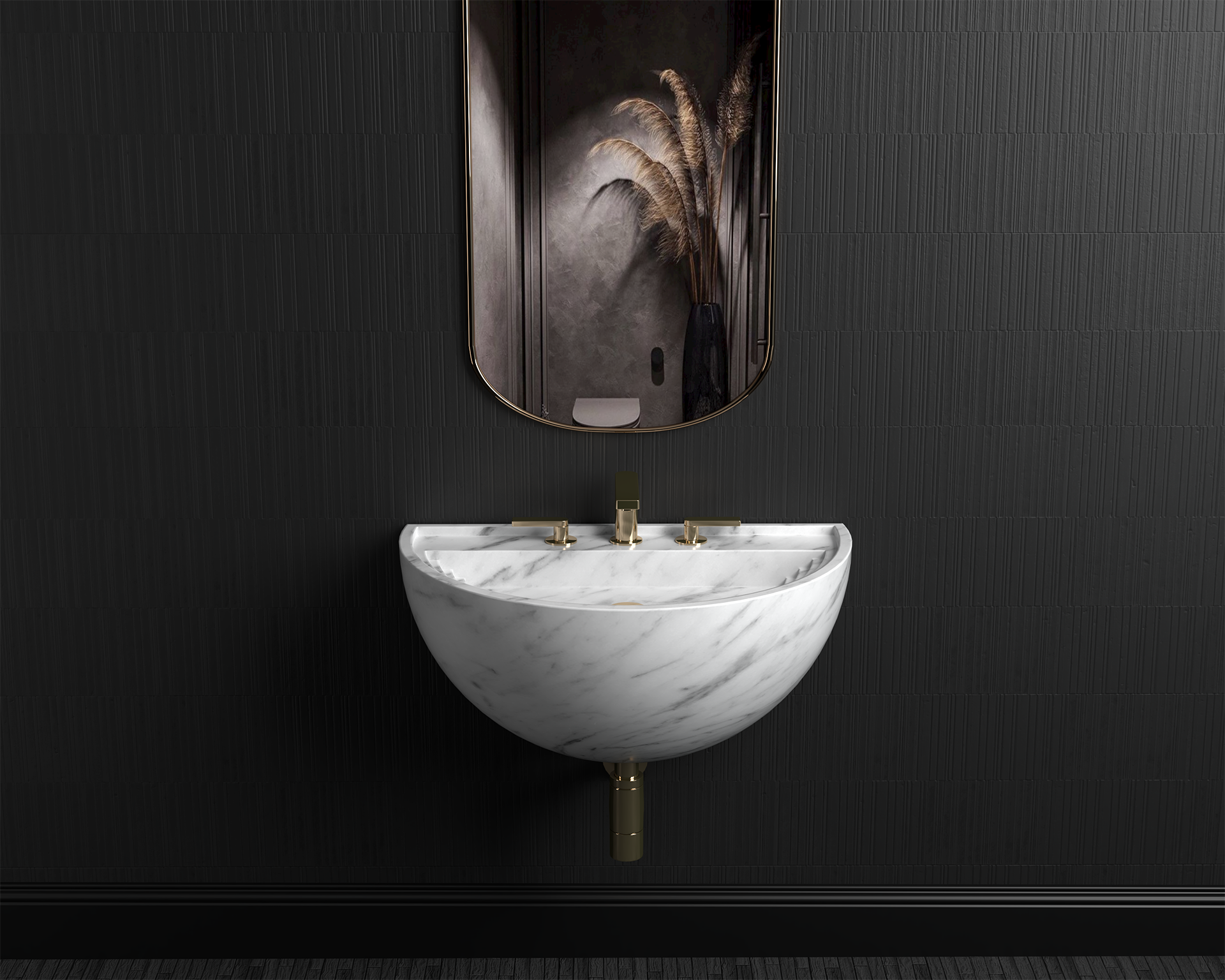 Wall Mount Marble Sink ,Carrara White Marble Wash Basin For Bathroom - Ancient Rome Collection - Aspendos