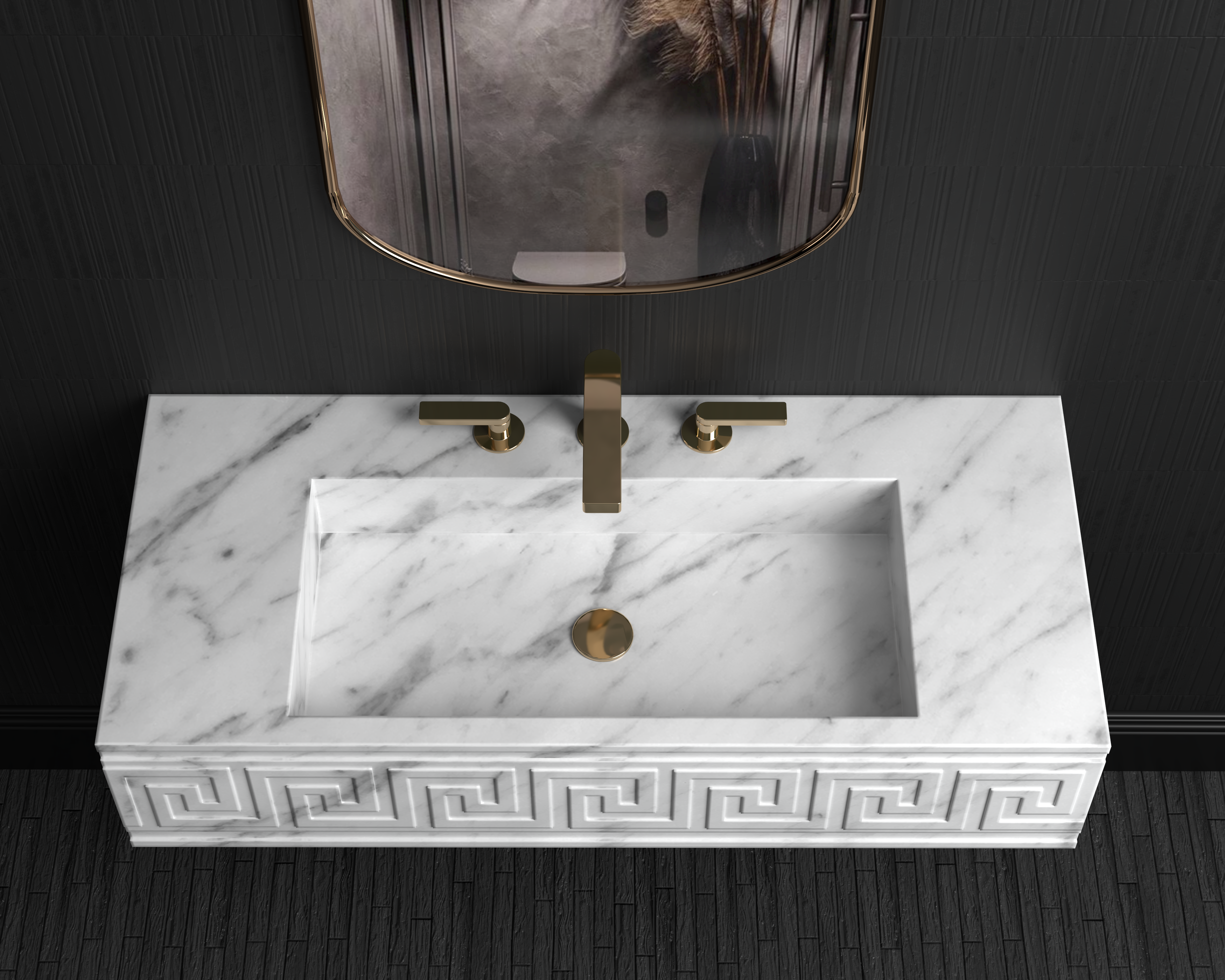 Wall Mount Marble Sink ,Carrara White Marble Wash Basin For Bathroom - Ancient Rome Collection - Santa Maria