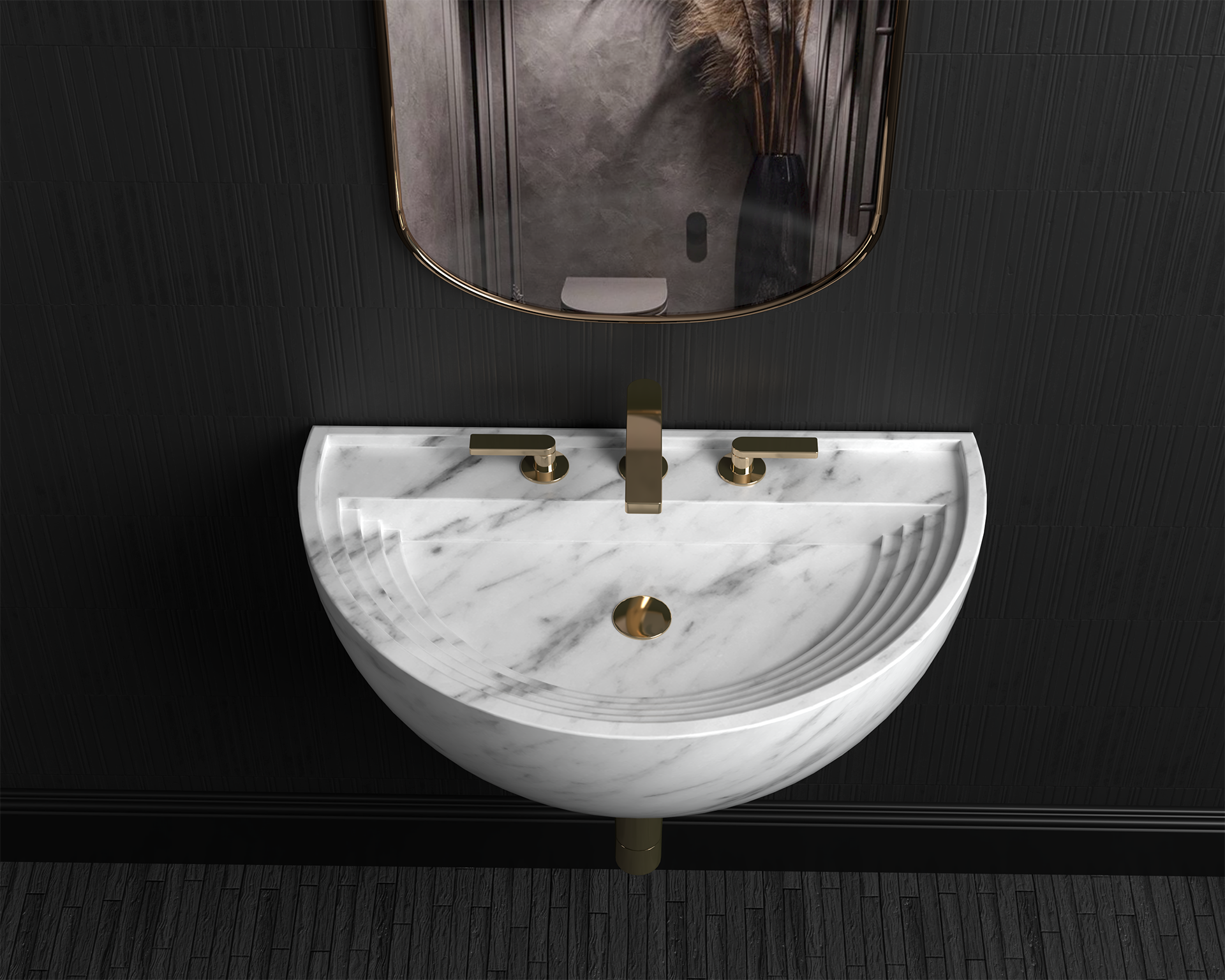 Wall Mount Marble Sink ,Carrara White Marble Wash Basin For Bathroom - Ancient Rome Collection - Aspendos