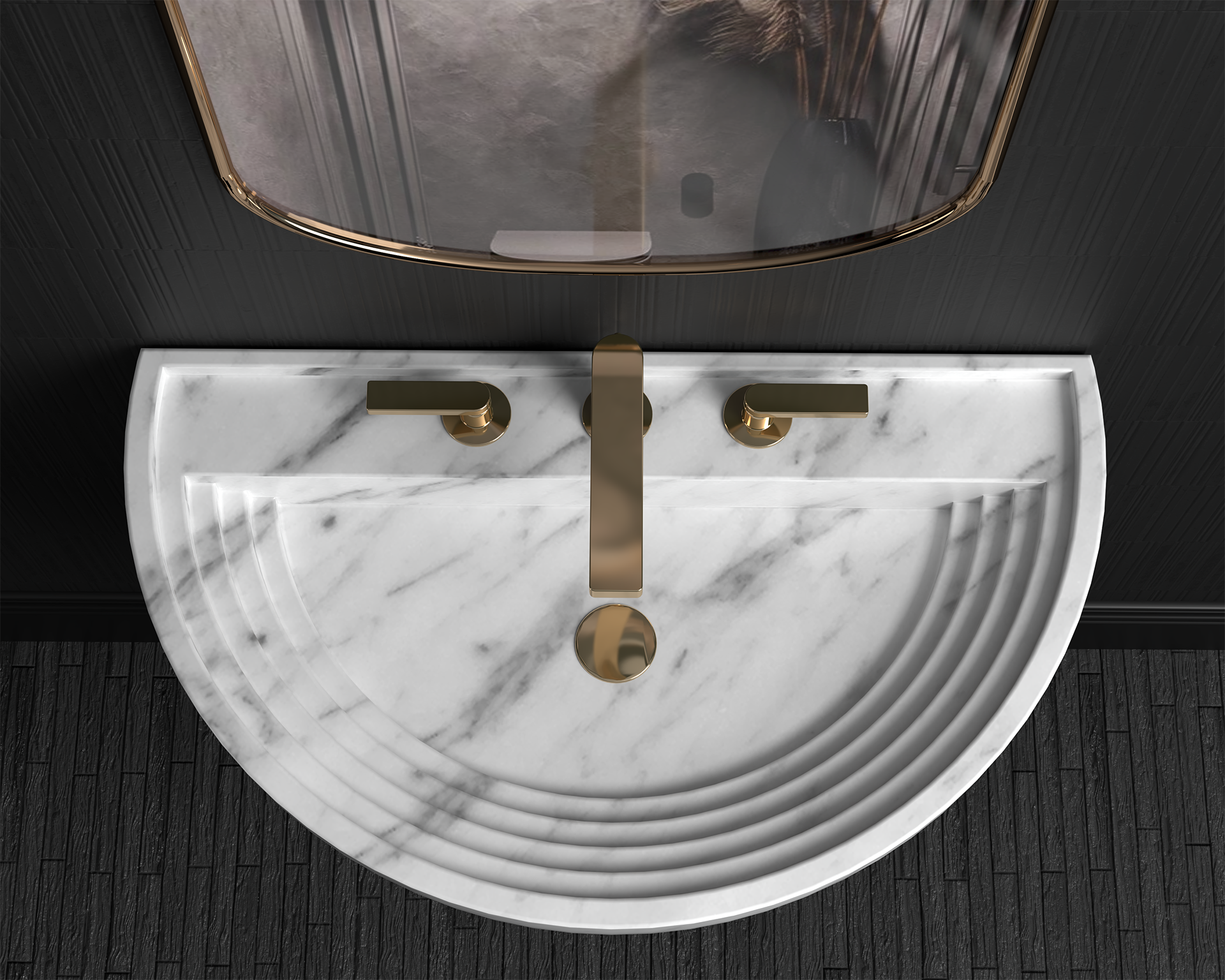 Wall Mount Marble Sink ,Carrara White Marble Wash Basin For Bathroom - Ancient Rome Collection - Aspendos