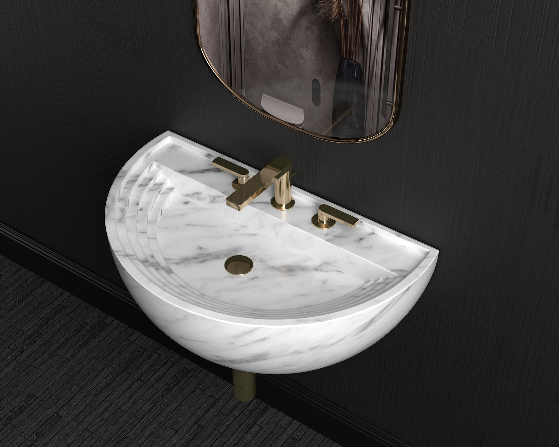 Wall Mount Marble Sink ,Carrara White Marble Wash Basin For Bathroom - Ancient Rome Collection - Aspendos
