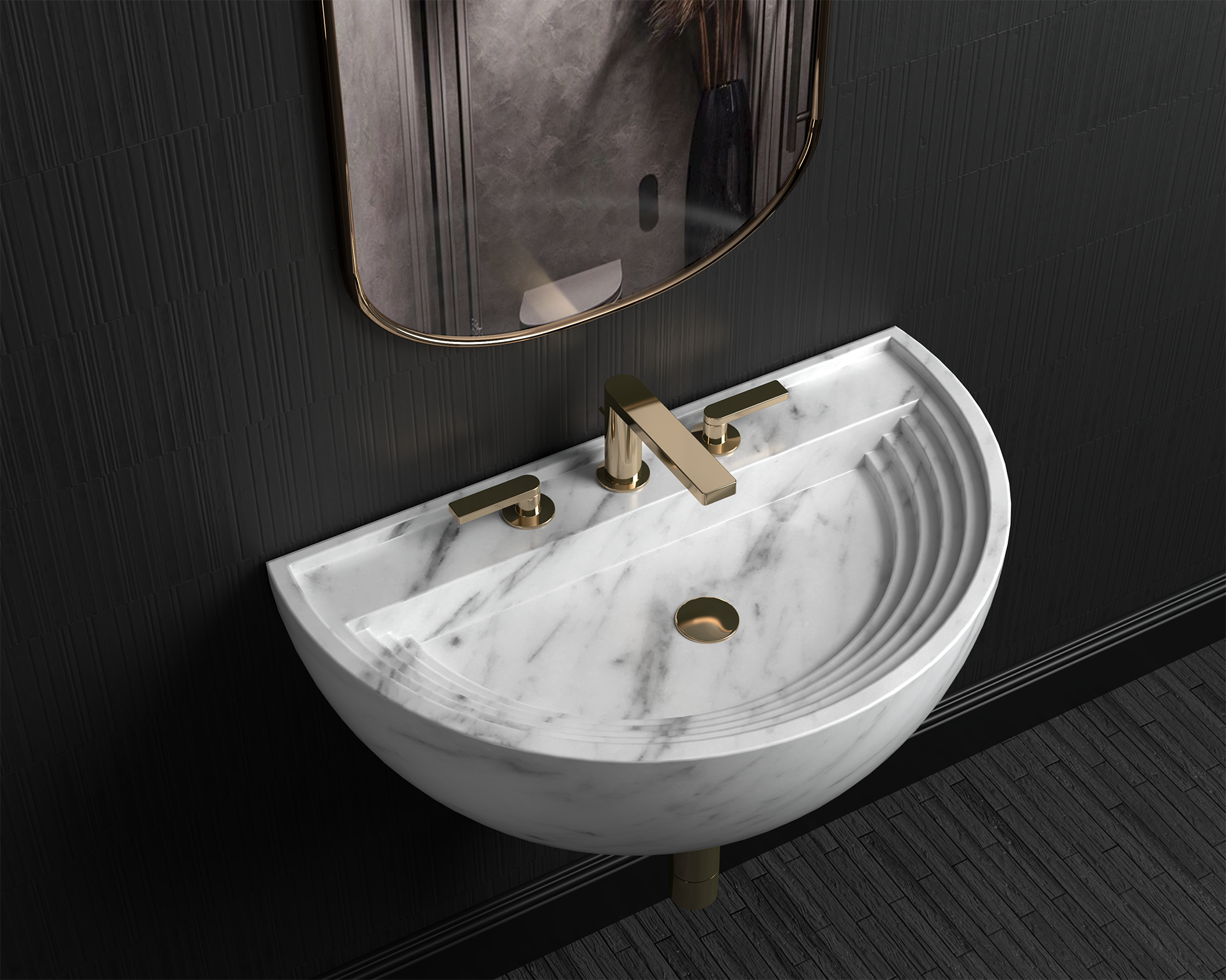 Wall Mount Marble Sink ,Carrara White Marble Wash Basin For Bathroom - Ancient Rome Collection - Aspendos