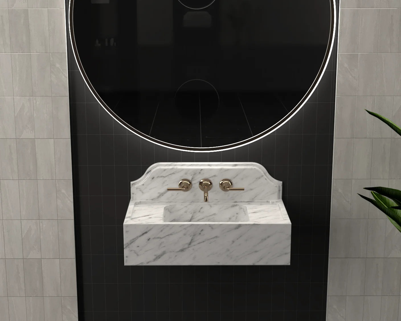 Luxury Redefined: Elevate Your Space with the White Carrara Marble Backsplash Wall-Mounted Wash Basin