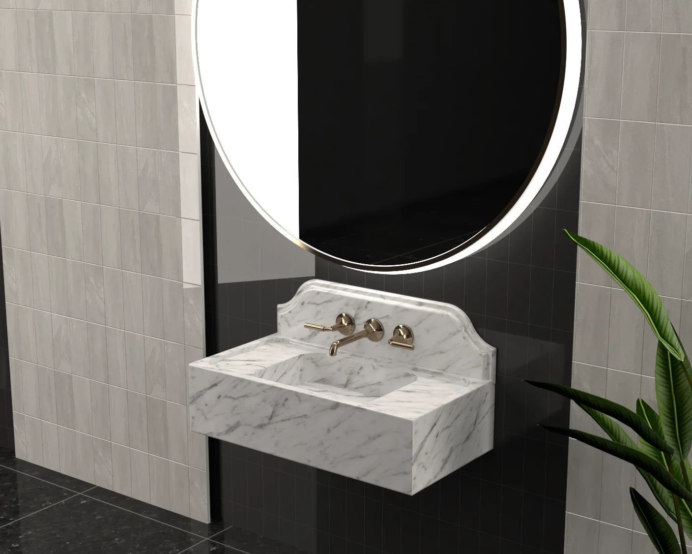 Luxury Redefined: Elevate Your Space with the White Carrara Marble Backsplash Wall-Mounted Wash Basin