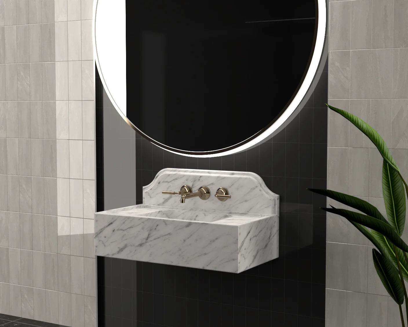 Luxury Redefined: Elevate Your Space with the White Carrara Marble Backsplash Wall-Mounted Wash Basin