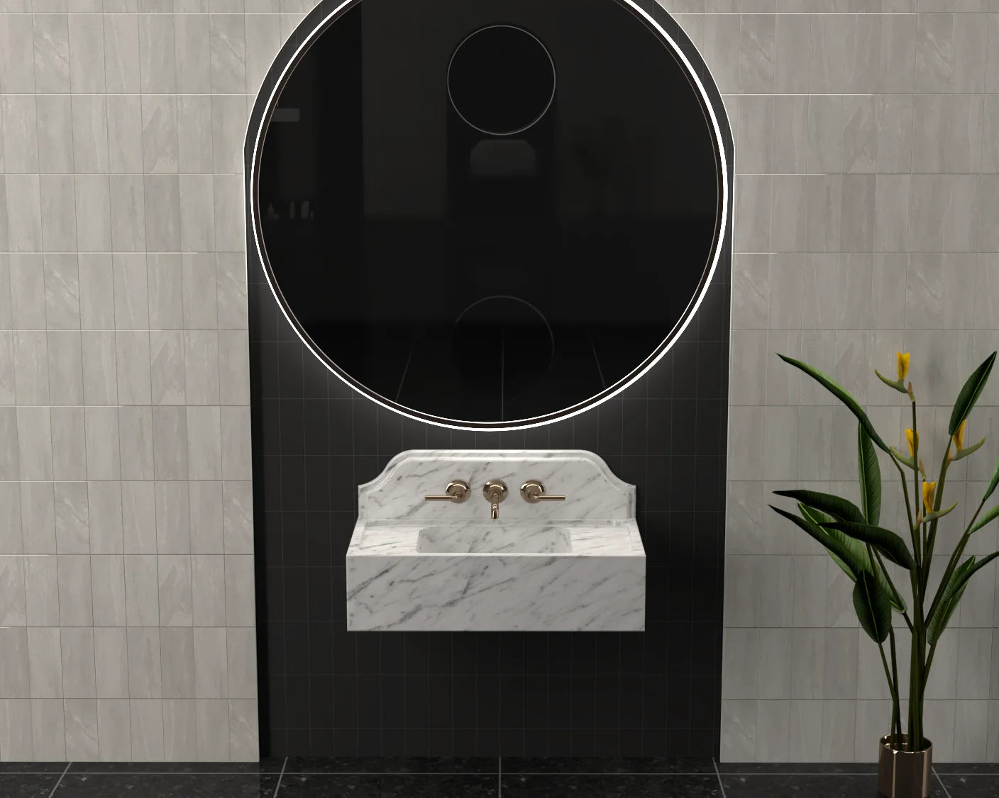 Luxury Redefined: Elevate Your Space with the White Carrara Marble Backsplash Wall-Mounted Wash Basin