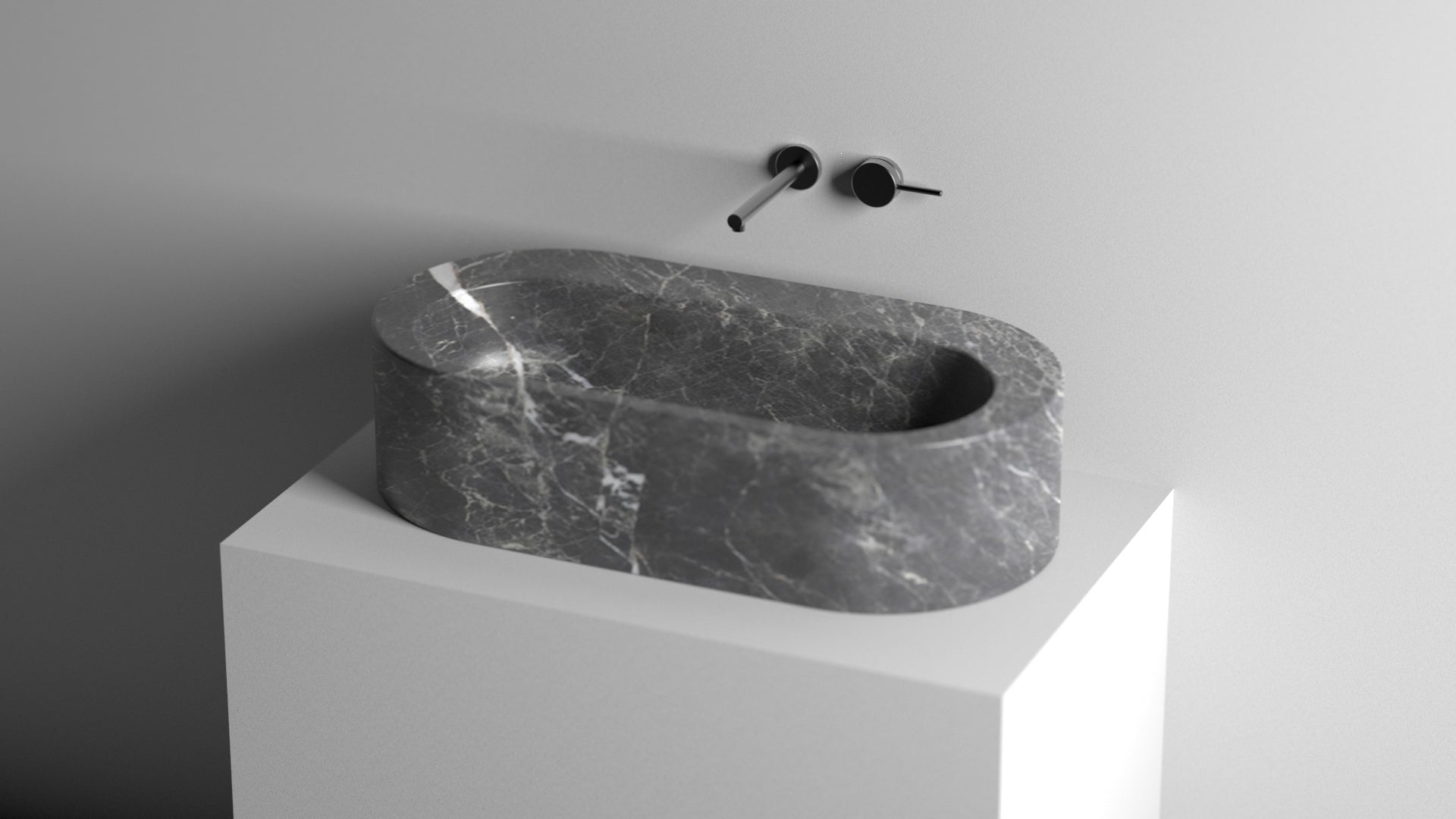 CounterTop Marble Sink ,Grey Marble Wash Basin For Bathroom