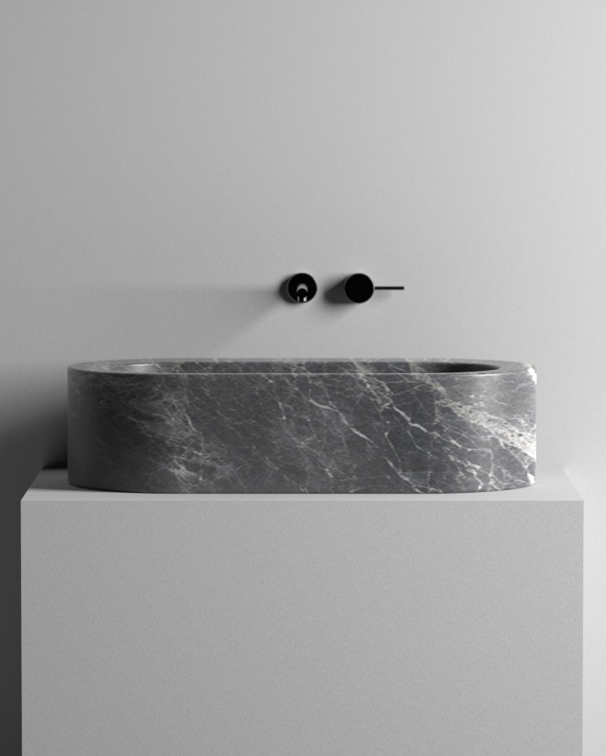 CounterTop Marble Sink ,Grey Marble Wash Basin For Bathroom